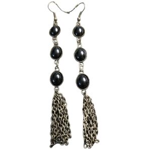 Black and Brass Dangle Earrings Elegant